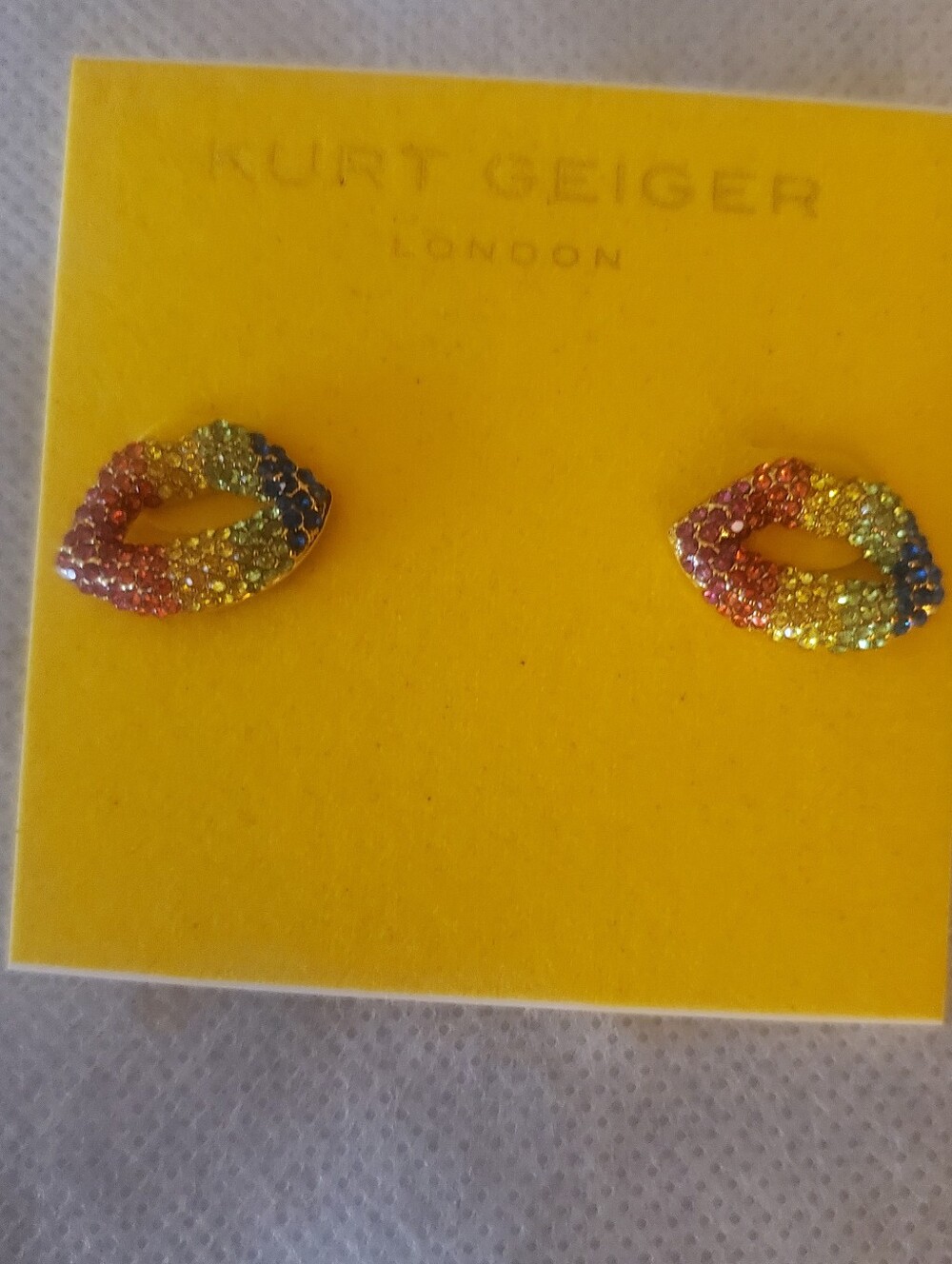 Kurt Geiger Multicolor  Pave Crystal Lip Stud Earrings